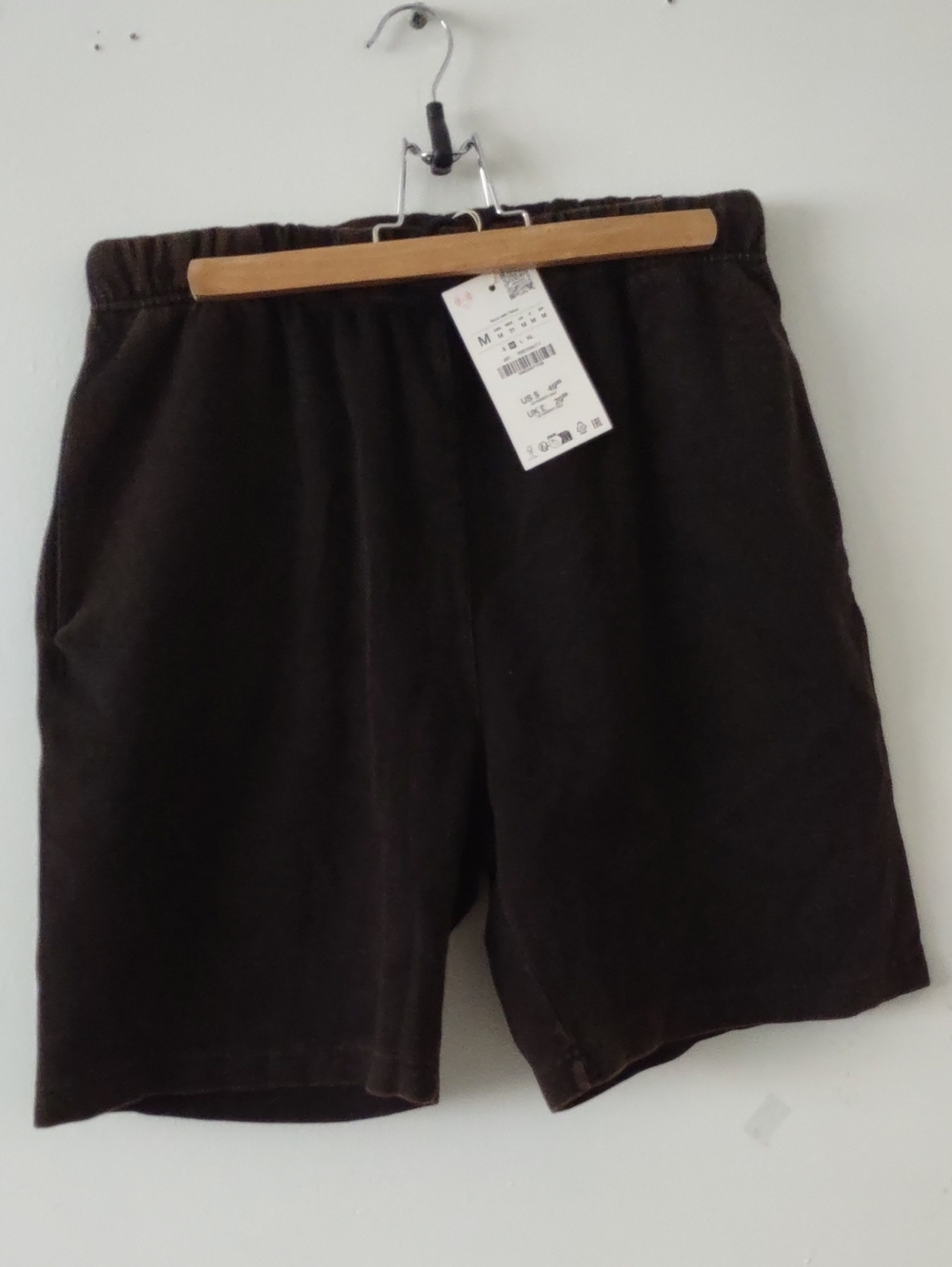 BRAND NEW ZARA Men's Casual Elastic-Waist Shorts in Dark Brown
